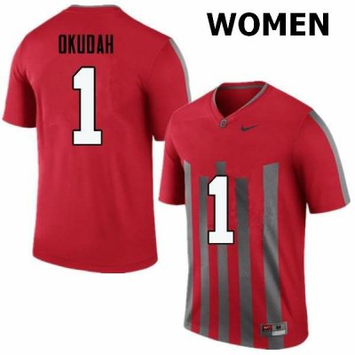 Women's Ohio State Buckeyes #1 Jeffrey Okudah Throwback Nike NCAA College Football Jersey Jogging HKG4144YB